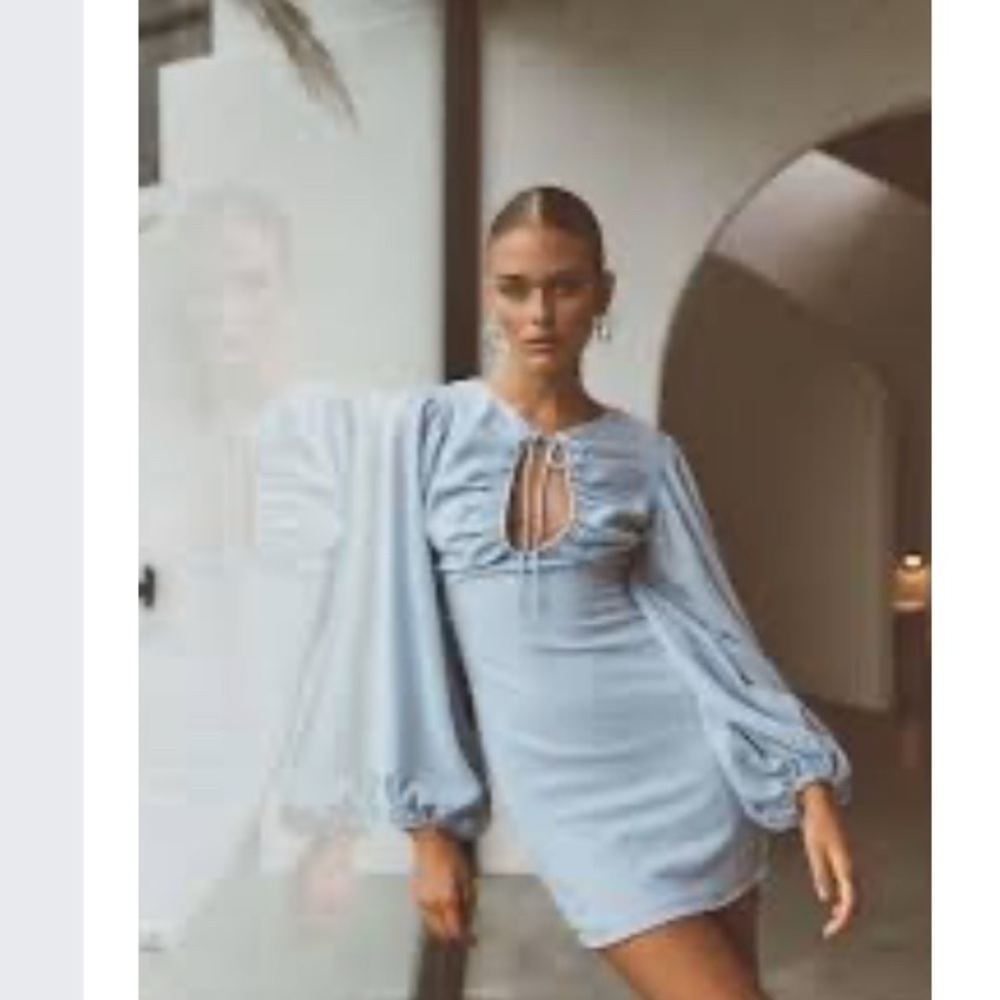 Sabo Skirt Light Blue Long Sleeve Mini Dress